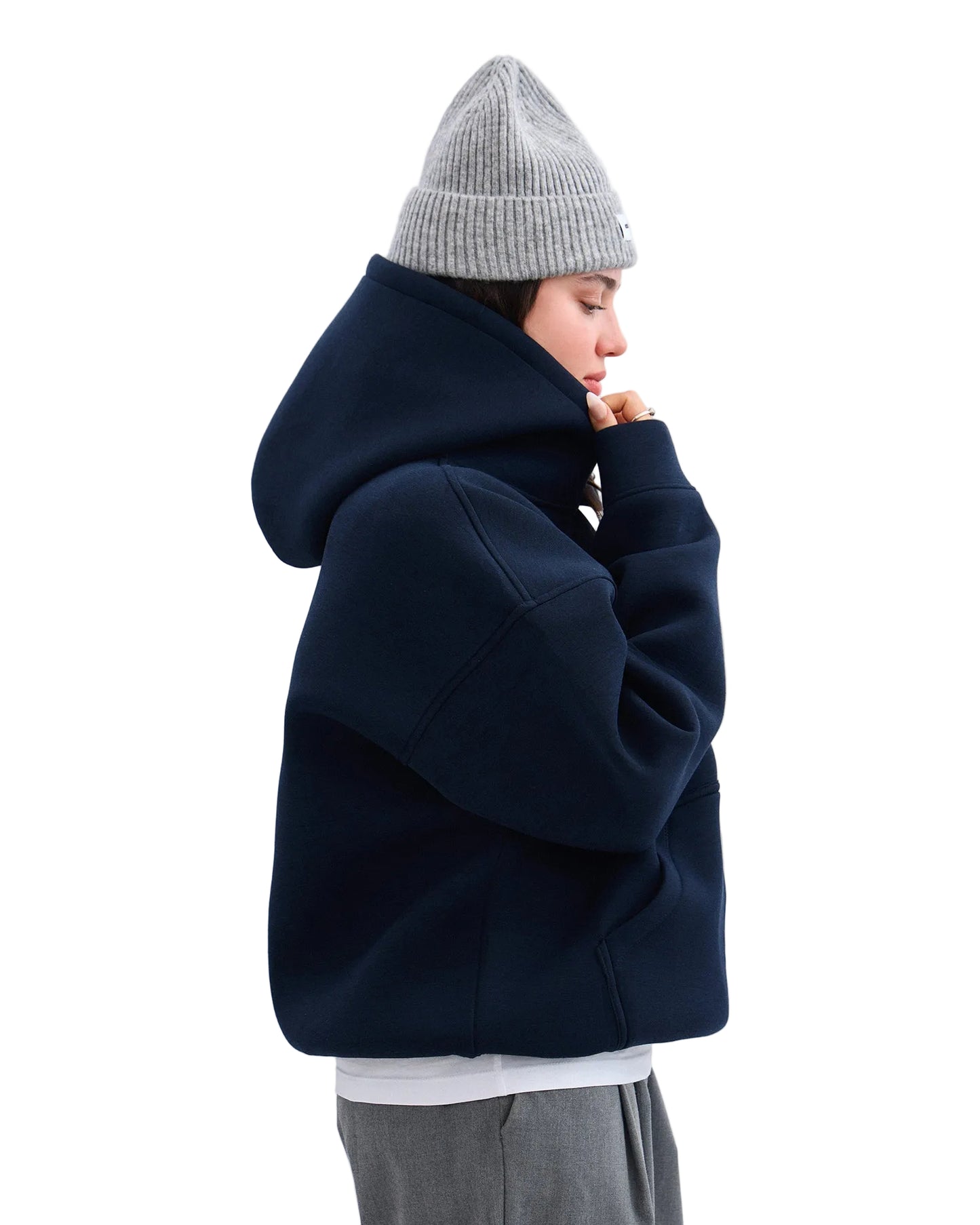 DEEP CUT NAVY BLUE HOODİE